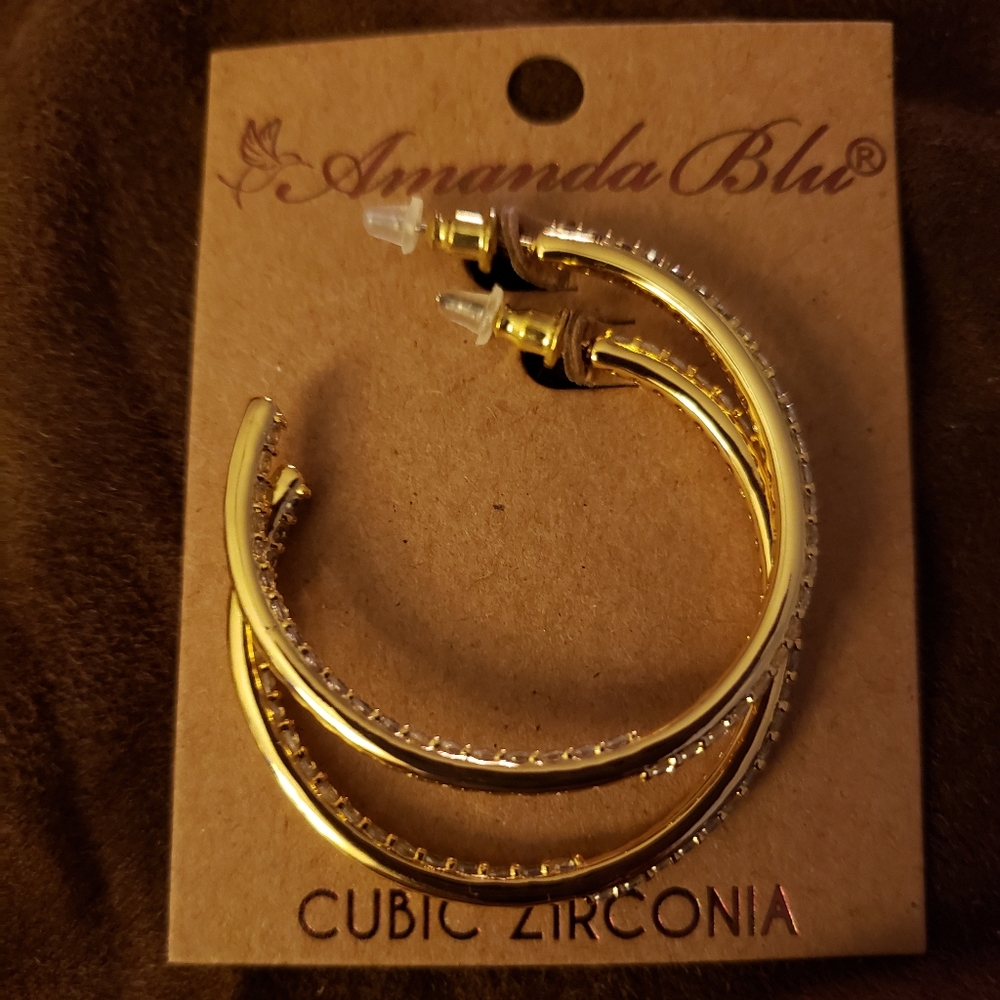 Amanda Blu Cubic Zirconia Hoop Earrings